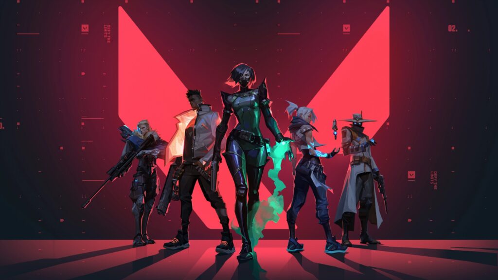 Image of VALORANT characters posing on a dark red background