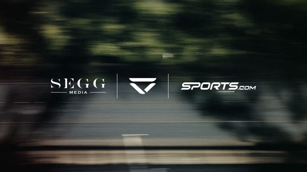 Image of Veloce, SEGG Media, and Sports.com logos on a blurred background