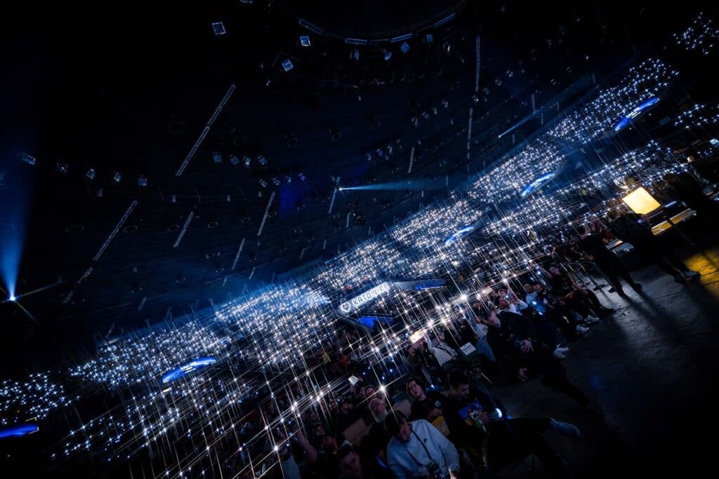 Image of crowd lighting up arena with phones at IEM Katowice 2025