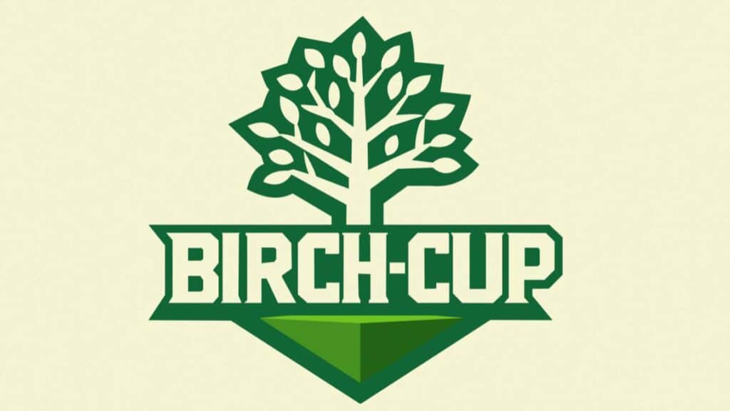 Image of green Birch Cup logo on a light yellow background