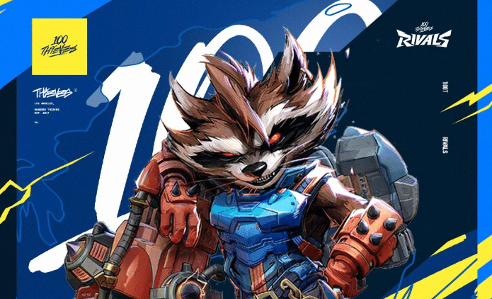 100 Thieves Marvel Rivals Nuk player announcement featuring Rocket Raccoon