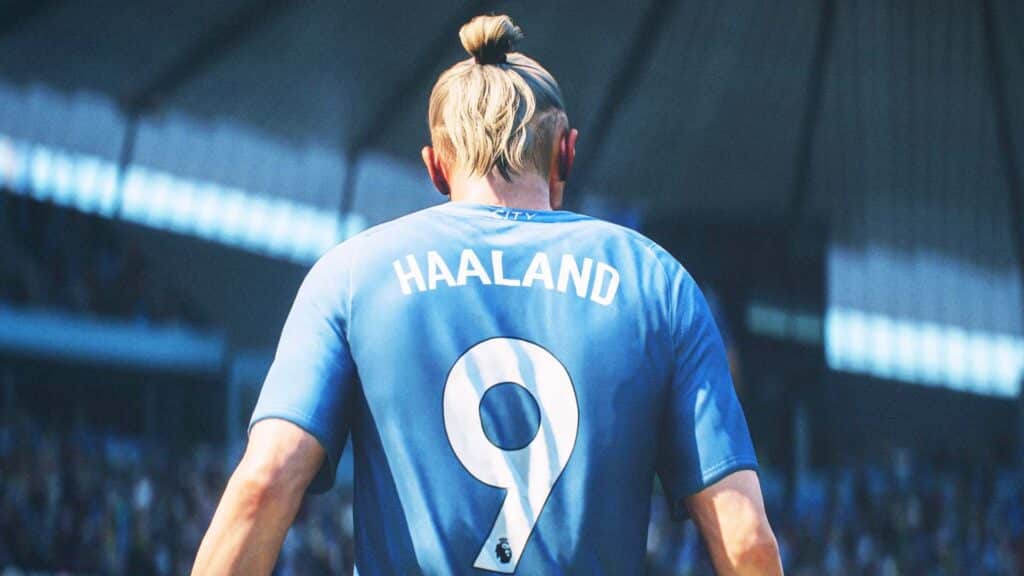 Image of Erling Haaland standing with back towards camera in EA Sports FC