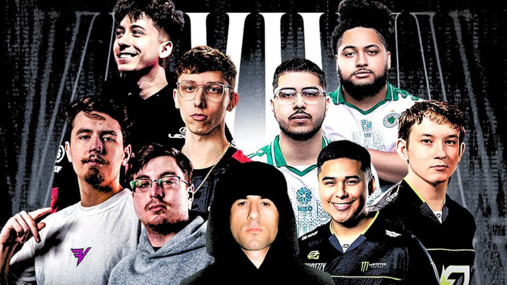 Image of Call of Duty esports players and FaZe Kaysan on a black and white background