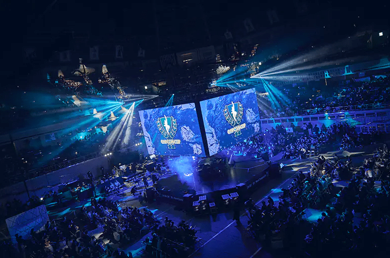 Capcom Cup 11 stage featuring arena crowd and Capcom Cup logos