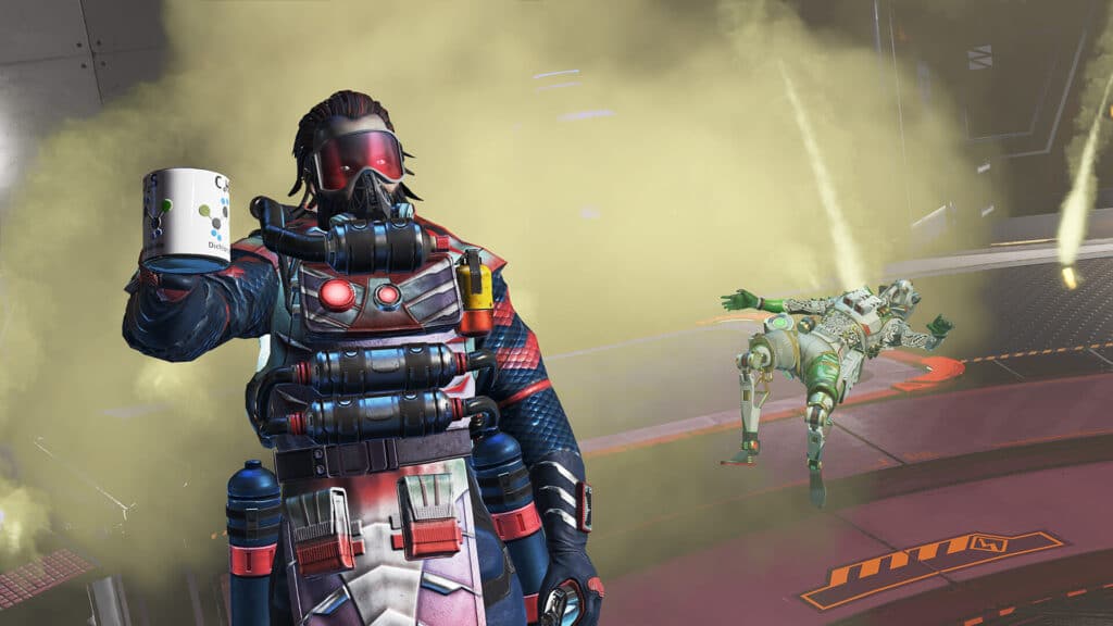 Apex Legends characters Caustic and Octane in a battle royale match