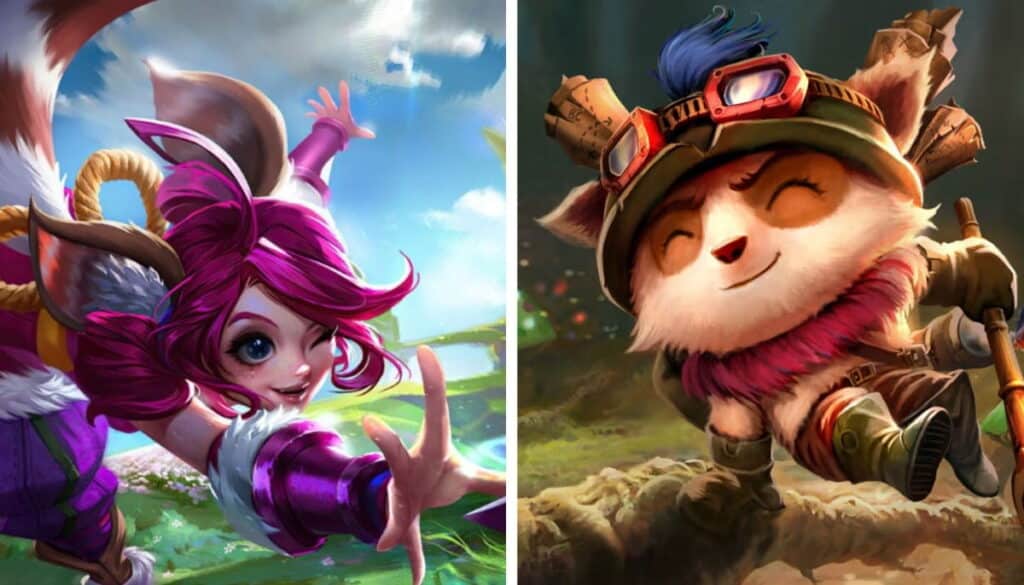 Side-by-side artwork of characters from Mobile Legends Bang Bang and League of Legends Wild Rift