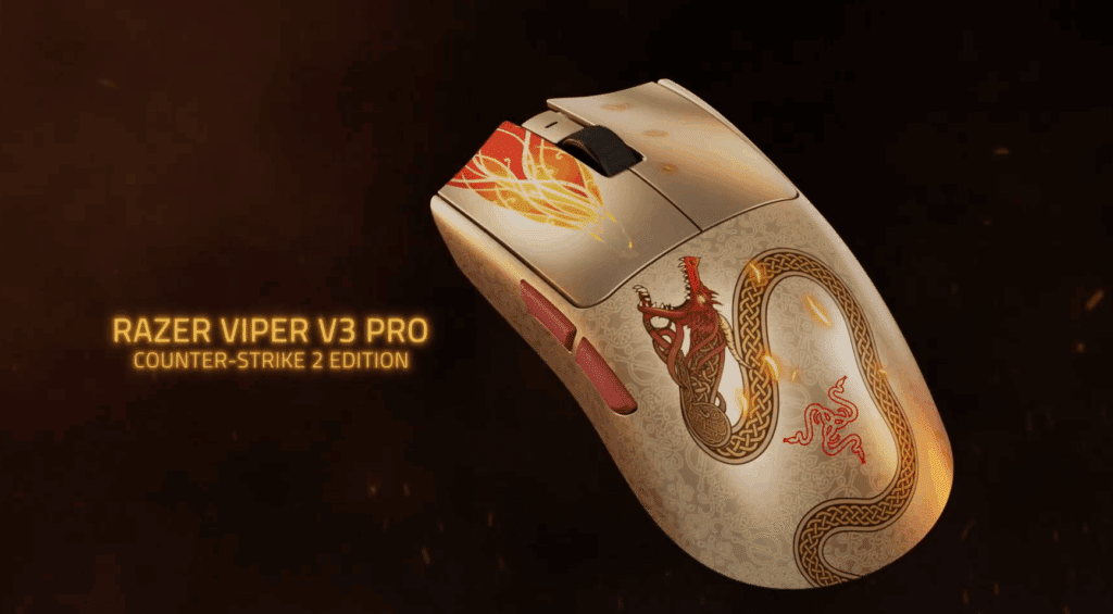 Razer Viper V3 Pro Mouse Counter-Strike 2 edition with Dragon lore aesthetic