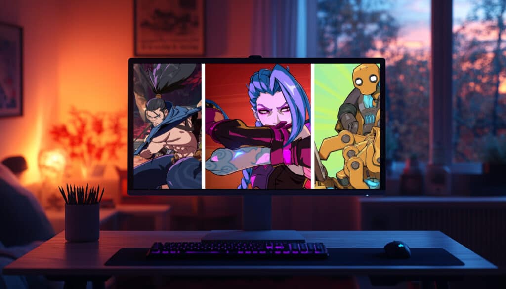 Yasuo, Jinx, and Blitzcrank stand ready for battle in vibrant 2XKO artwork