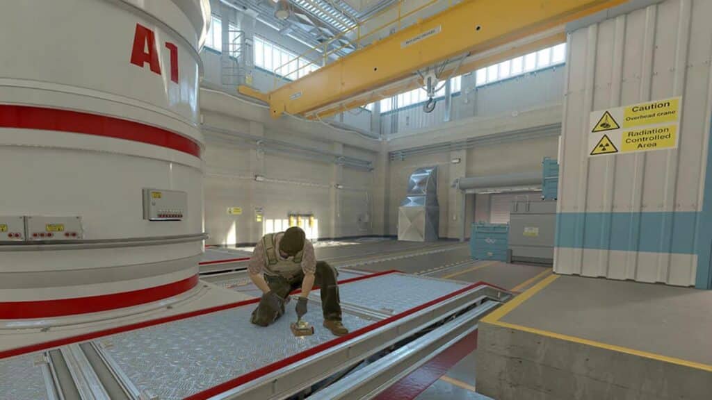 Image of Counter-Strike 2 player defusing on the Nuke A site