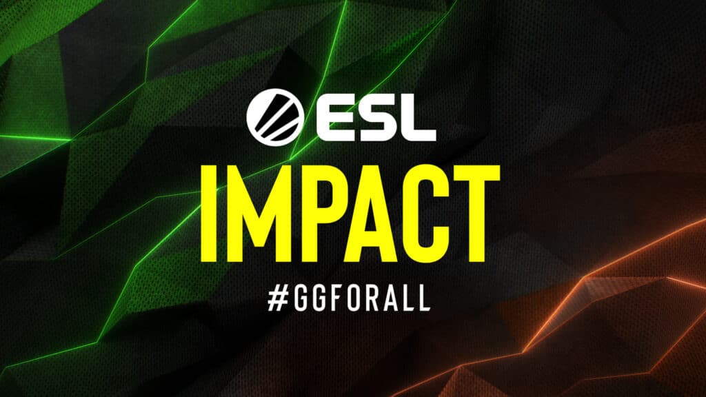 Image of ESL Impact logo on a black, green, and orange background
