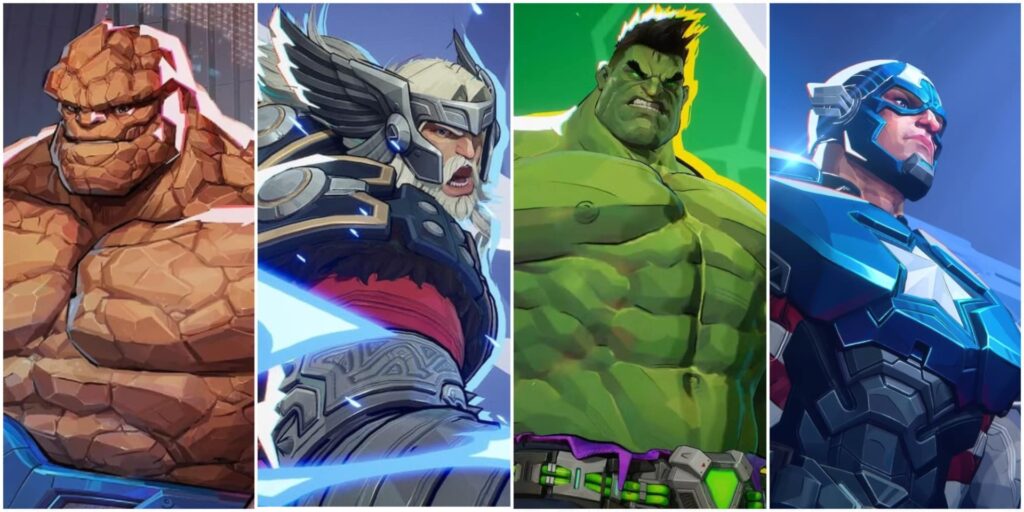 The Thing, Thor, Hulk, and Captain America from Marvel Rivals