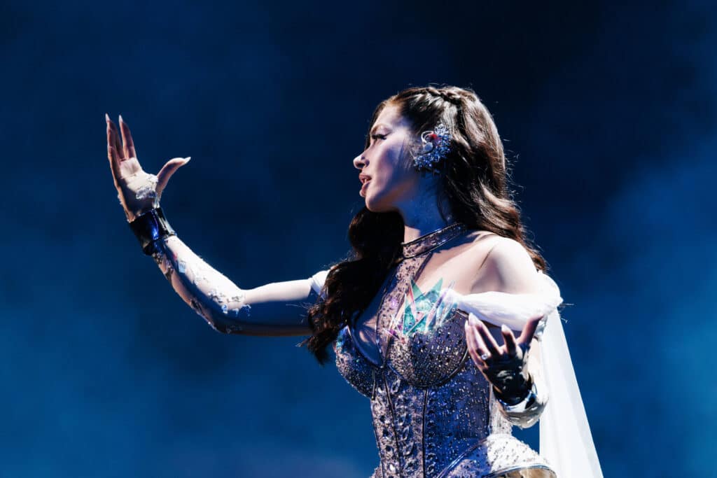 Chrissy Costanza performs onstage at League of Legends Worlds 2025 Finals Opening Ceremony.