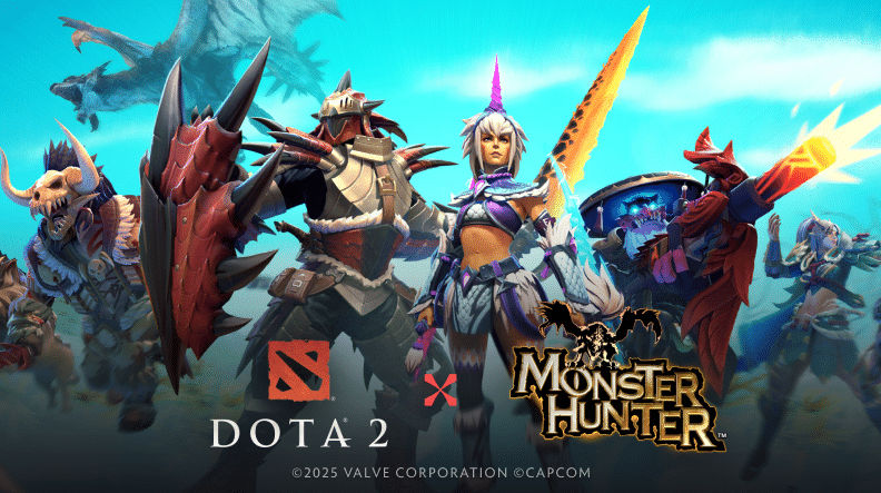 Dota 2 Monster Hunter armour sets featuring in-game characters and monsters