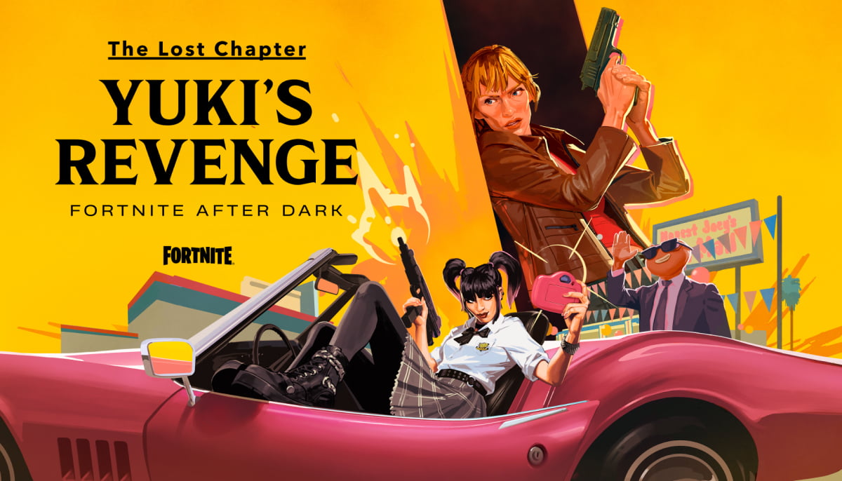 Illustrated poster of 'Yuki's Revenge: Fortnite After Dark