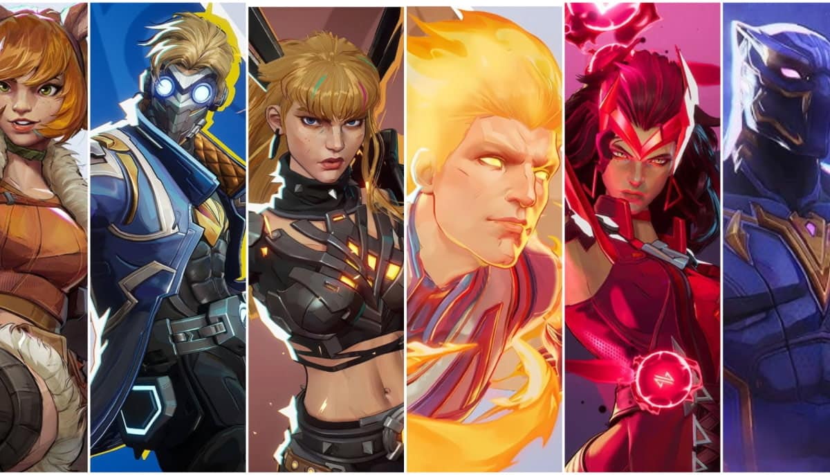 A mixed collage featuring Marvel Rivals characters