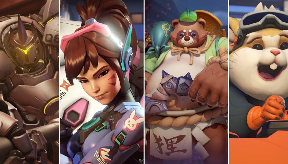 A collage featuring Overwatch characters