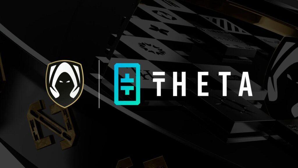 Team heretics and Theta Network partnership announcement  graphics featuring brand logos