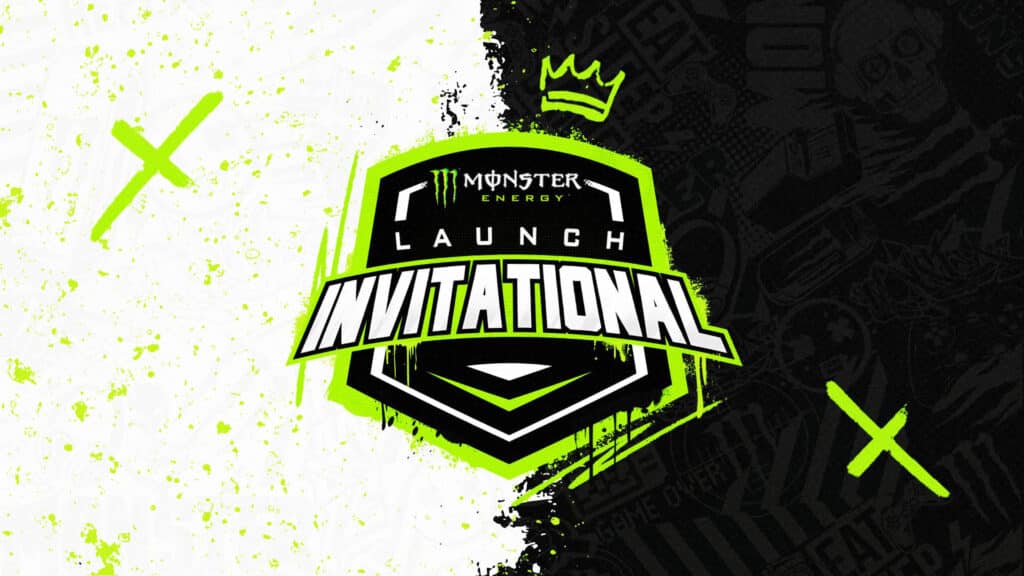 Image of Call of Duty League Launch Invitational logo on a black, white and green background