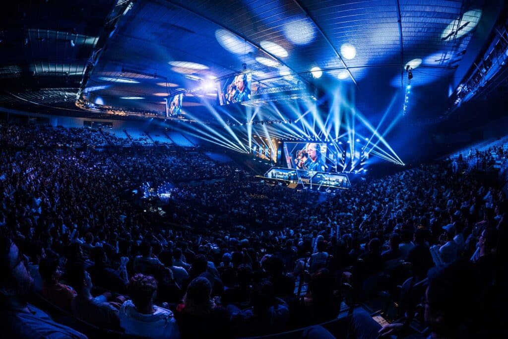 Image of IEM Melbourne 2025 stage illuminated with white lighting
