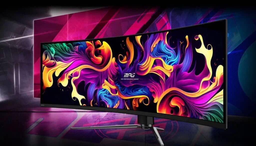 Ultrawide curved gaming monitor with vibrant colors and immersive display design