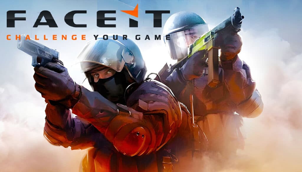 FACEIT Counter-Strike 2 players in tactical combat gear during a competitive match