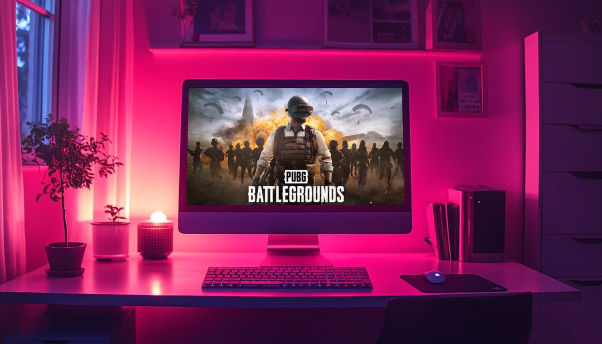 A computer monitor displays PUBG game's cover