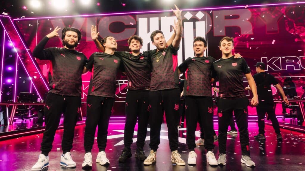 kru esports players celebrating at events