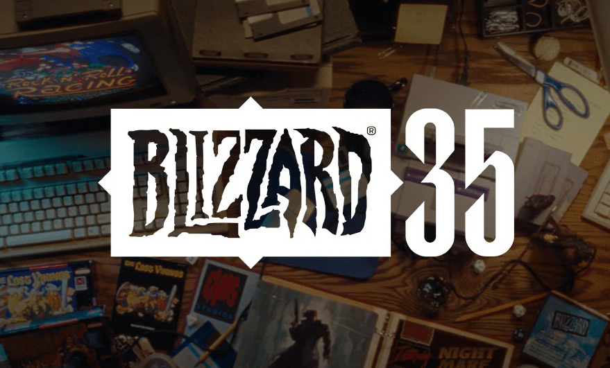 Blizzard Entertainment 35 year anniversary graphic featuring company logo