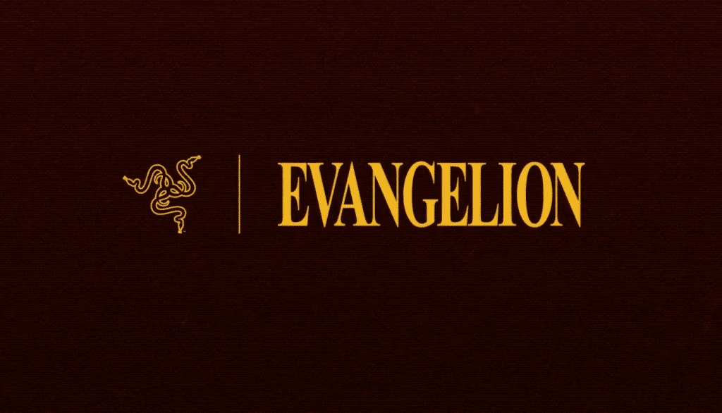 Razer and Evangelion 2026 collaboration announcement featuring brand logos
