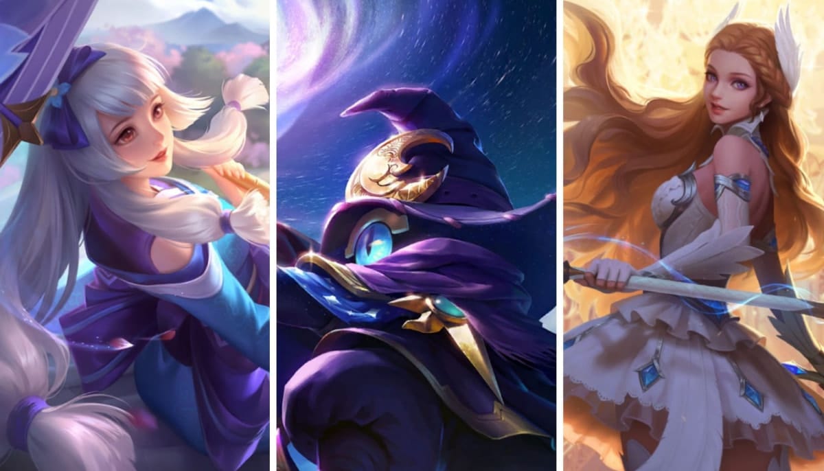 A mixed collage featuring MLBB characters