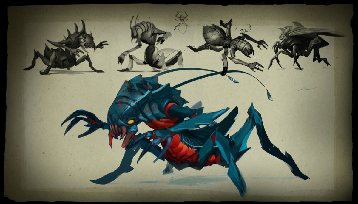 Concept art for the character Weaver from the video game Dota 2