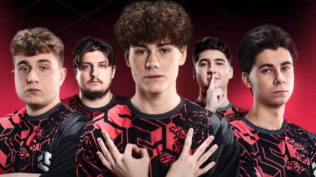 Image of Inner Circle Counter-Strike 2 roster posing while wearing red and black jerseys