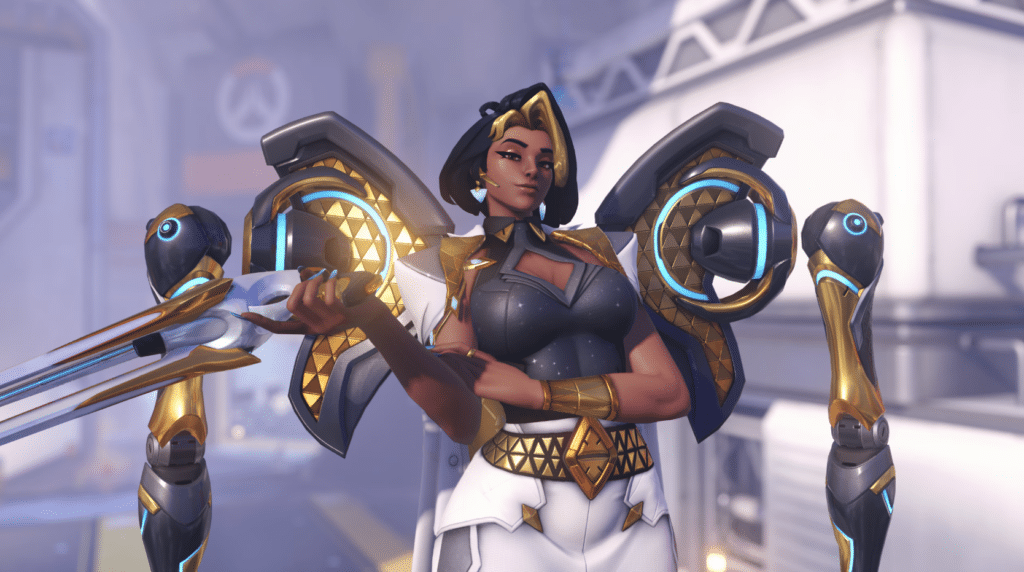 Overwatch Spotlight Domina tank hero select screen