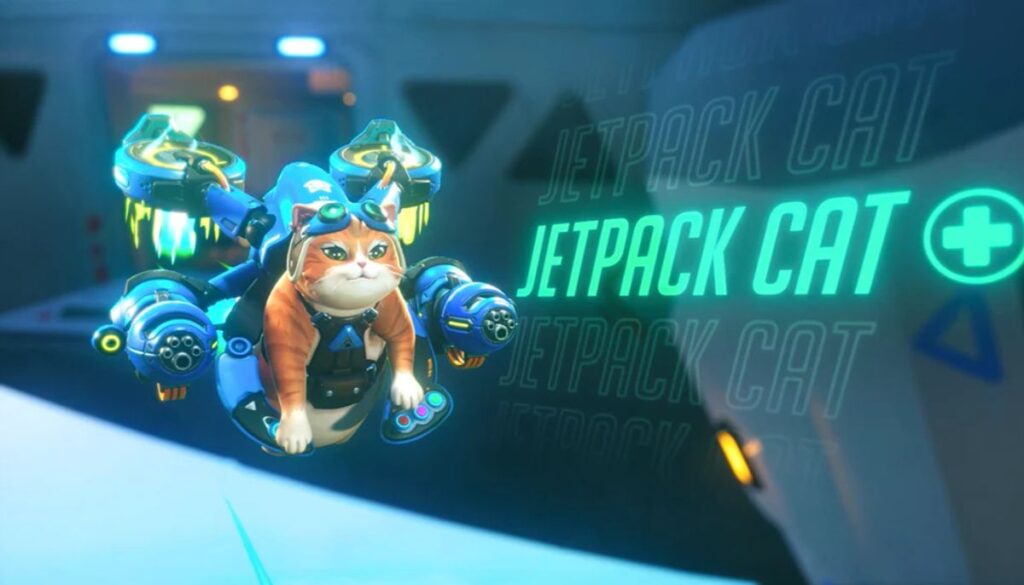 Jetpack Cat hero reveal screen in Overwatch