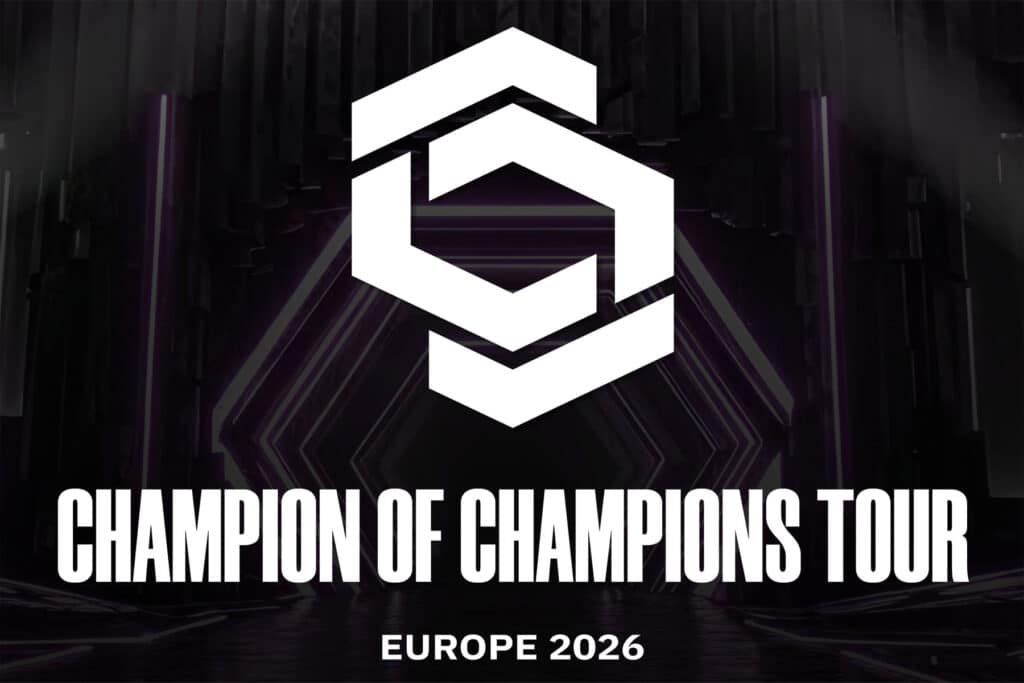 Image of CCT logo on a black background underneath white text that reads Champion of Champions Tour Europe 2026