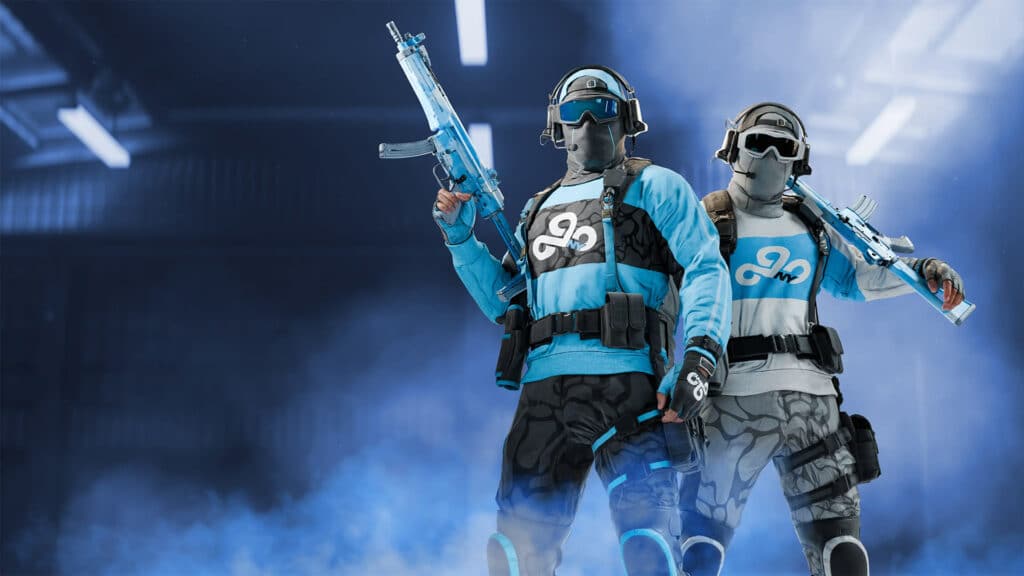 Image of Cloud9 New York CDL Operator skins holding weapons with a blue camouflage
