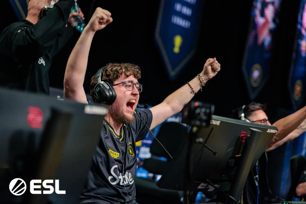 Image of Team Vitality Counter-Strike 2 player ZywOo celebrating while competing at IEM Krakow 2026