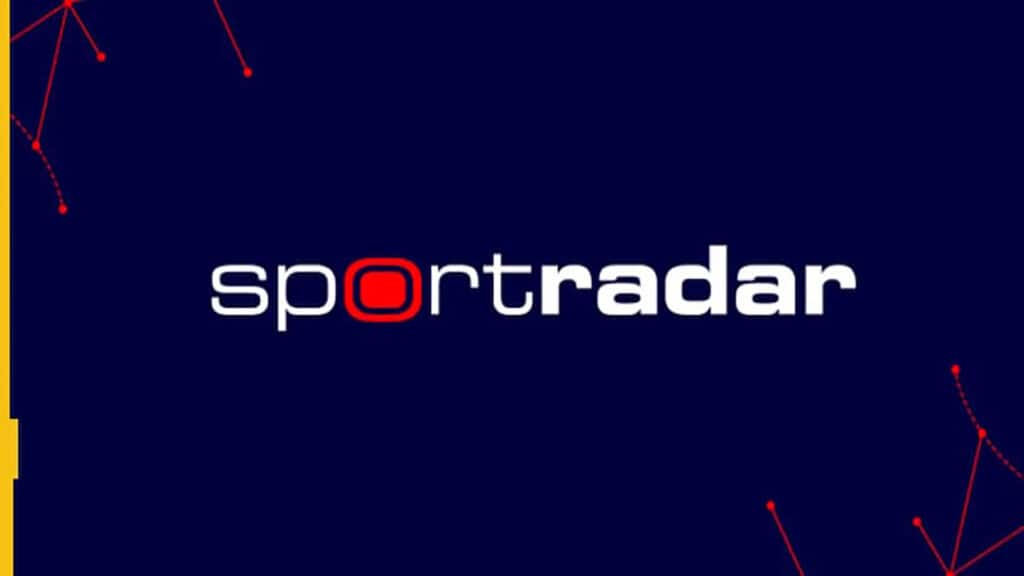 Image of Sportradar logo on a dark blue background