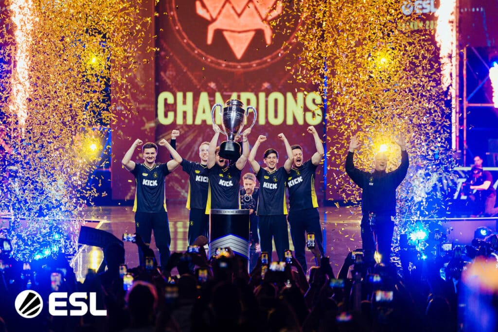 Image of Team Vitality Counter-Strike team celebrating victory at IEM Krakow 2026