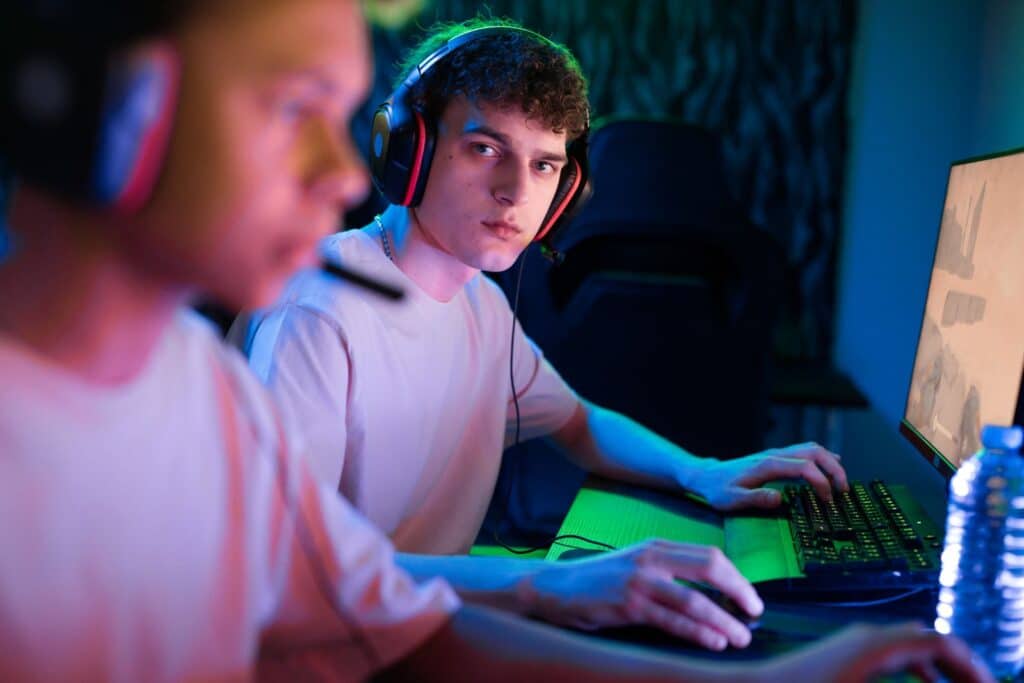 Players competing in a PC gaming match