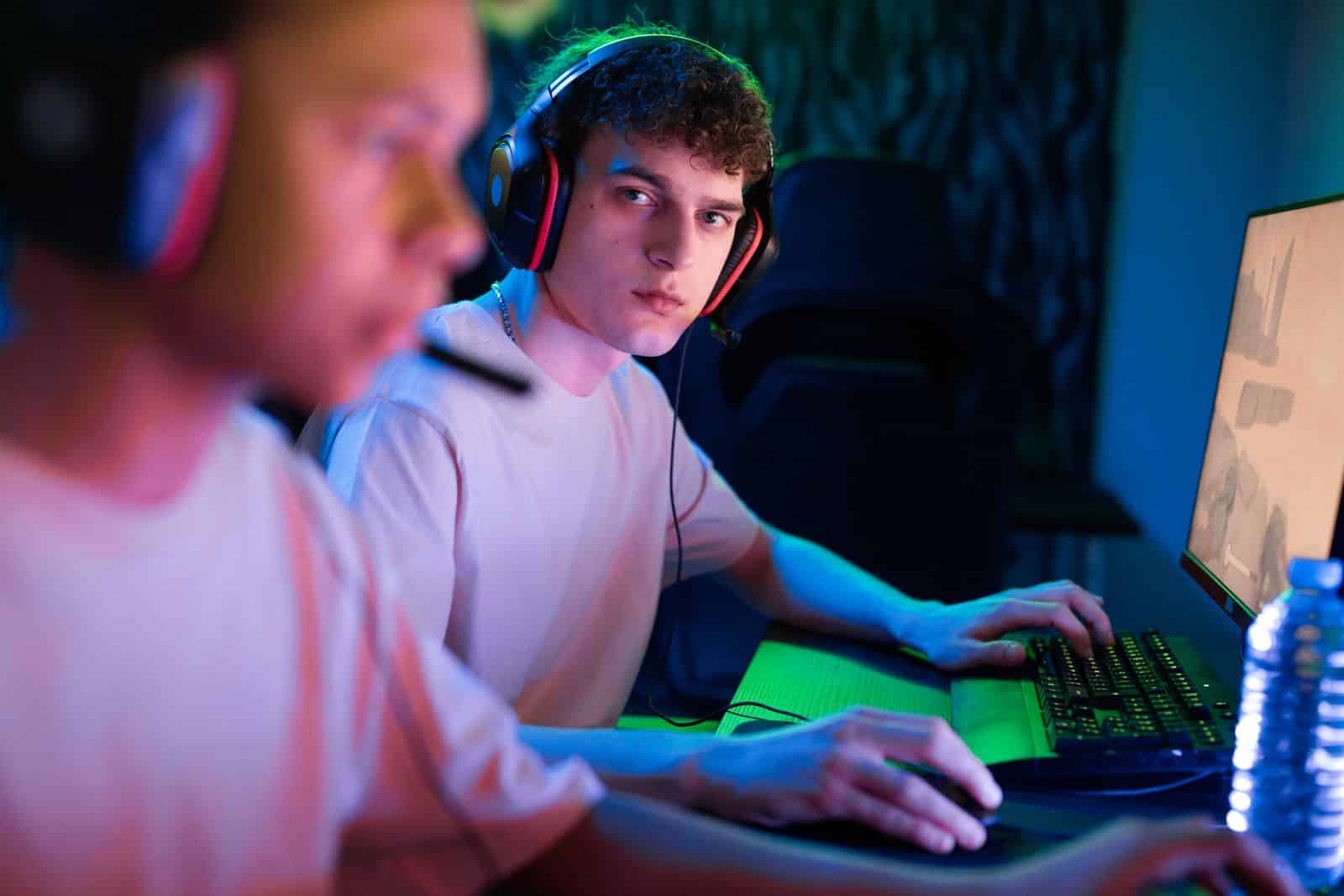 Players competing in a PC gaming match