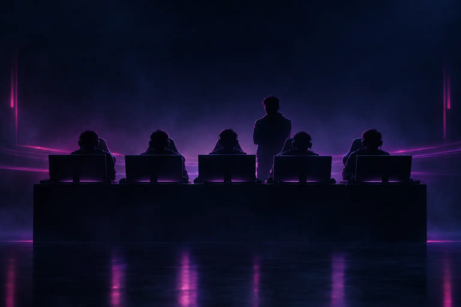 Five-player esports roster reunited at gaming stations for Team Tidebound's Dota 2 return